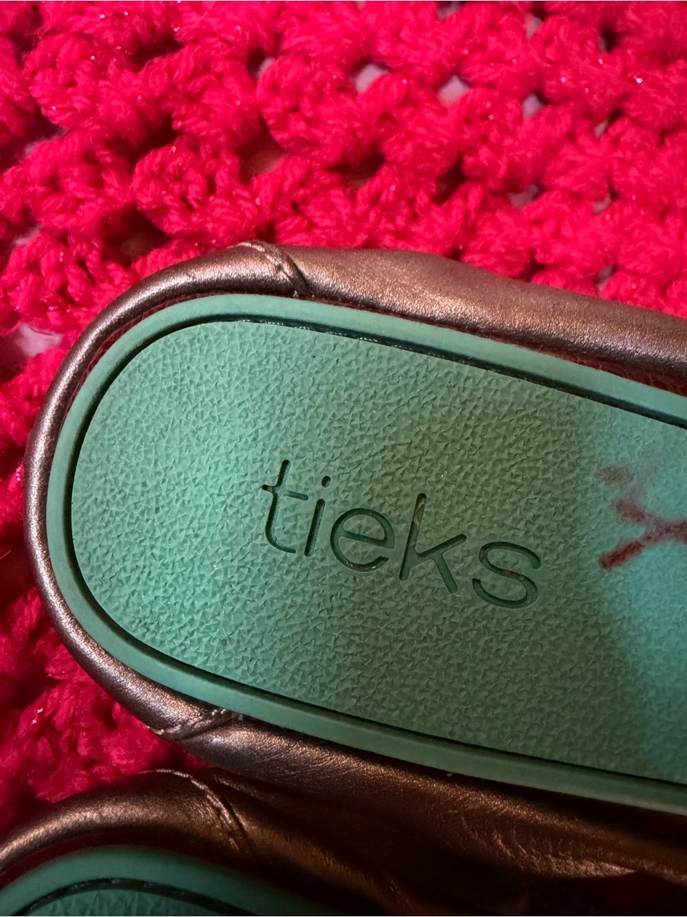 Tieks Metallic Pewter Ballet Flat with Teal Soles - Picture 9 of 14